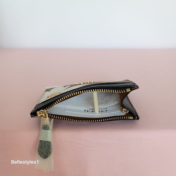 COACH Mini Skinny ID Case In Signature Canvas With Floral Print- Tan Multi 🎈⭐ - Picture 13 of 15
